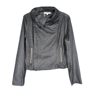 Lavendar Brown Women’s Lightweight Moto Jacket Asymmetrical Neck  Size Medium